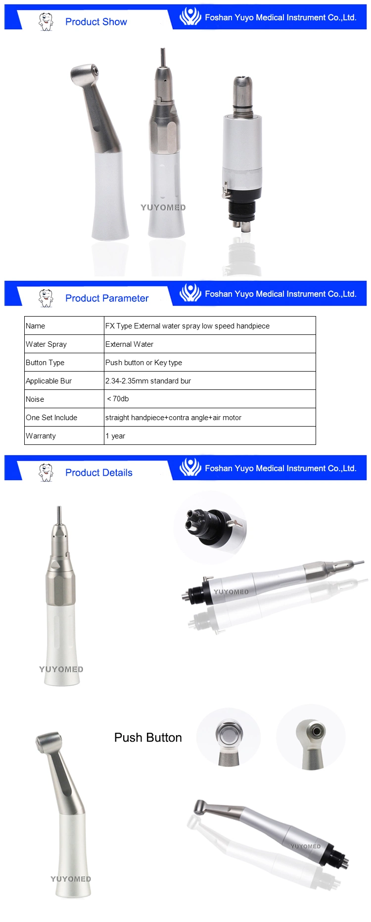 Dental Handpiece Low Speed 2 Holes 4 Holes Handpiece Kits